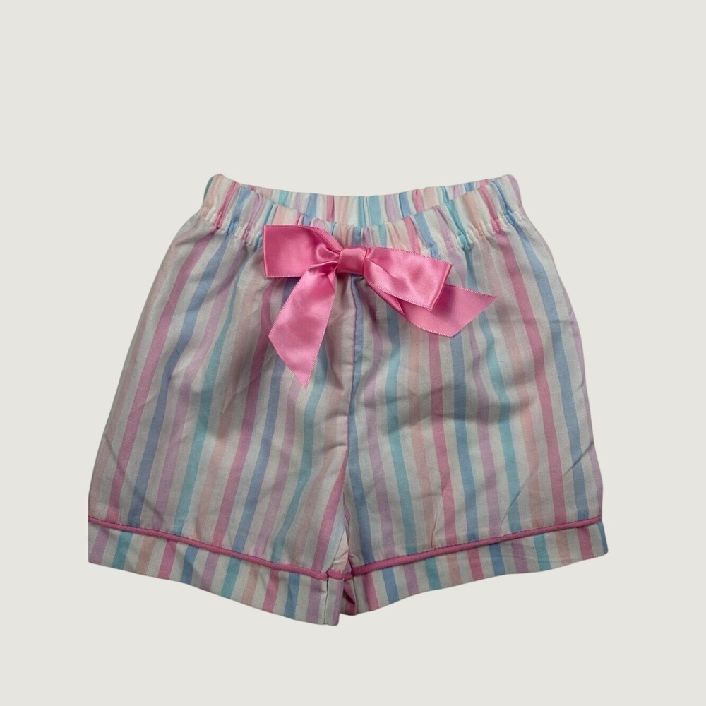 Sleep On It Pastel Pink, Blue & White Striped Girls Sleep Shorts 3T